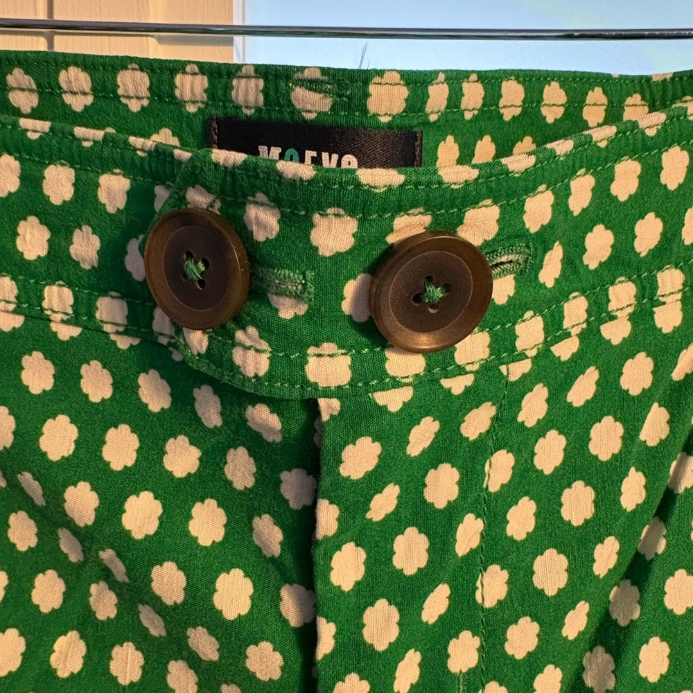 Maeve Green and White Patterned Wide Leg Pants